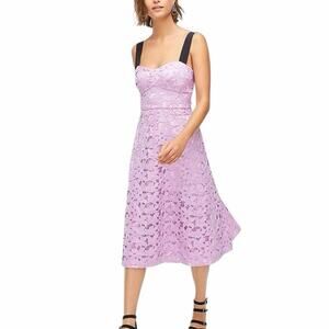J.Crew Lilac Floral Lace Sweetheart Midi Dress NWT - 2
